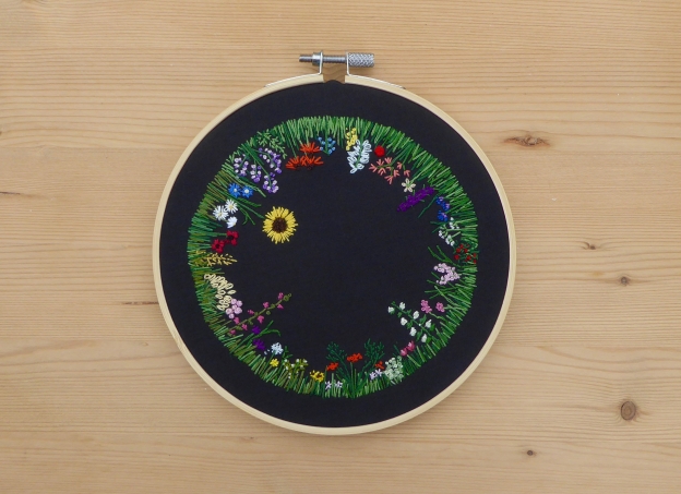 Embroidery hoop flower border